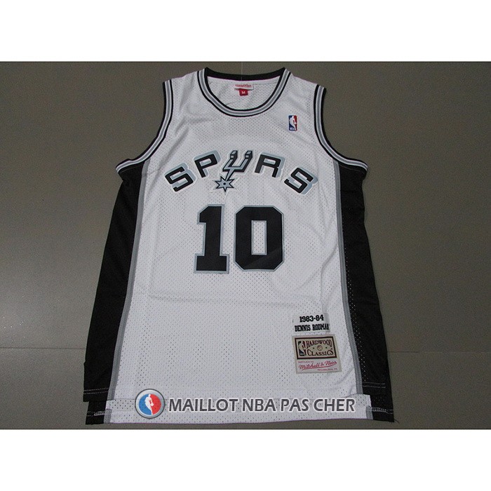 Maillot San Antonio Spurs Dennis Rodman NO 10 Mitchell & Ness 1983-84 blanc